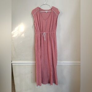 J Crew Cotton red striped dress Women’s Size XS drawstring waist and pockets